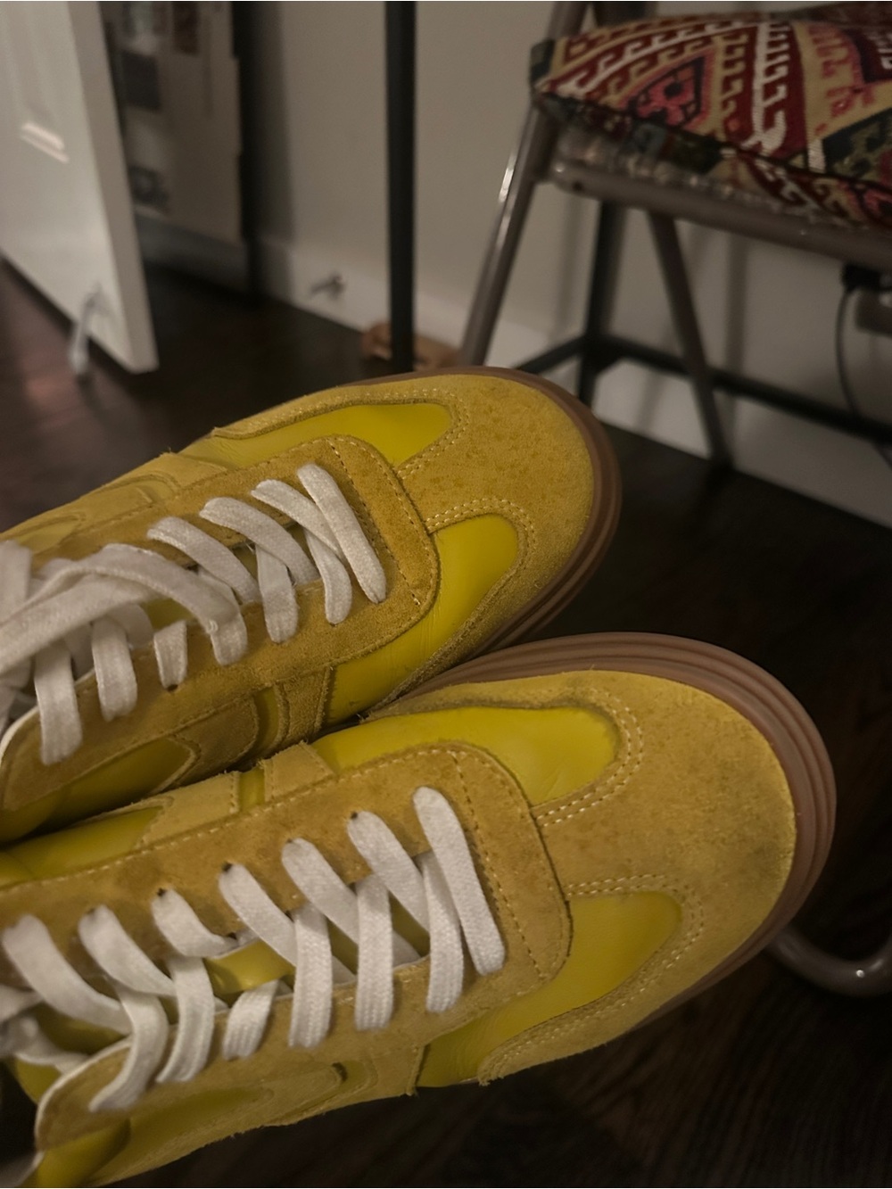 Steve Madden Yellow Suede & Leather Women's Sneakers - Picture 2 of 4